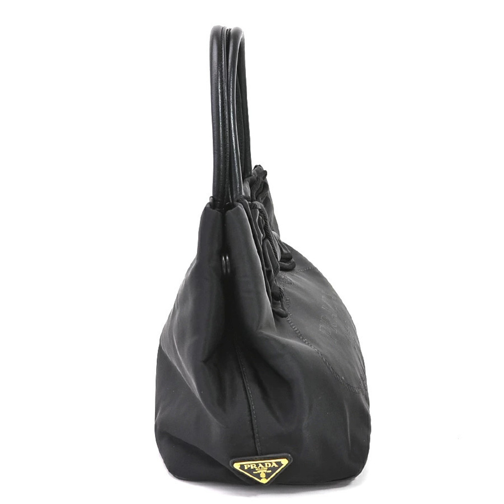 Prada bow black prominent Tessuto accent handbag leather